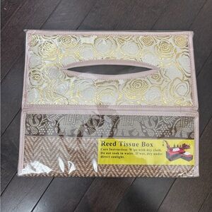 Gold and Cream Reed Tissue Box New